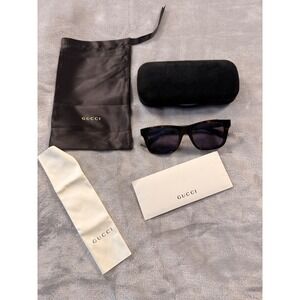 Gucci Tortoise Square Sunglasses Matte Arms Web Stripe Logo Italy Unisex